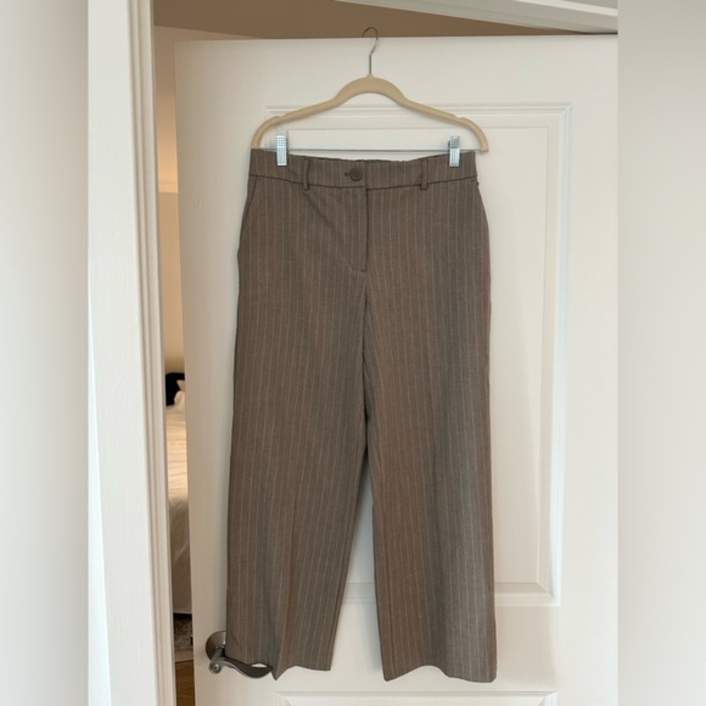 NWOT Rachel Zoe Grey Tan Medium Pinstripe Trousers